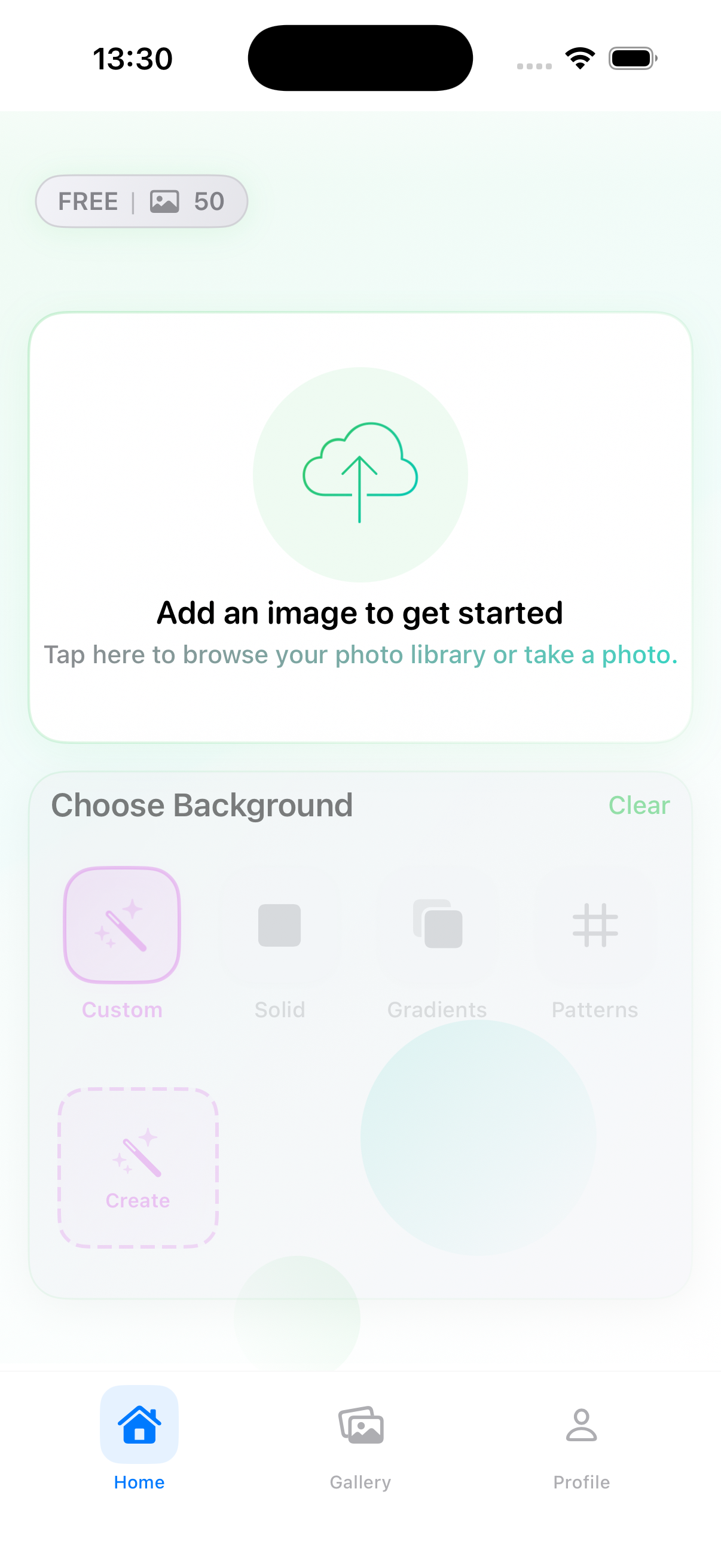 Backdropper iOS app interface showing AI-powered background replacement tools including Product Enhancer and Image Generator features